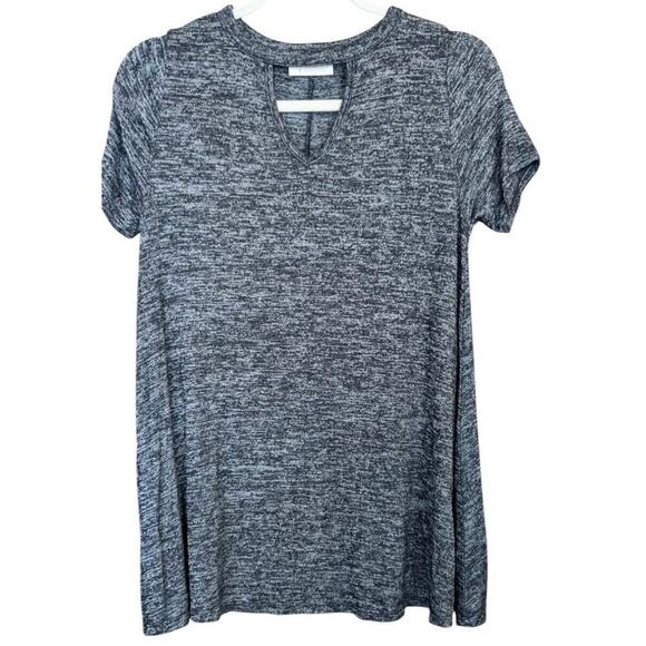 VINTAGE Bobbie Brooks Top Small Mini Sweater Dark Gray Tunic Keyhole Neck - Picture 1 of 6